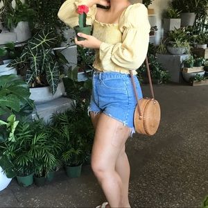 uo gingham puff sleeve top